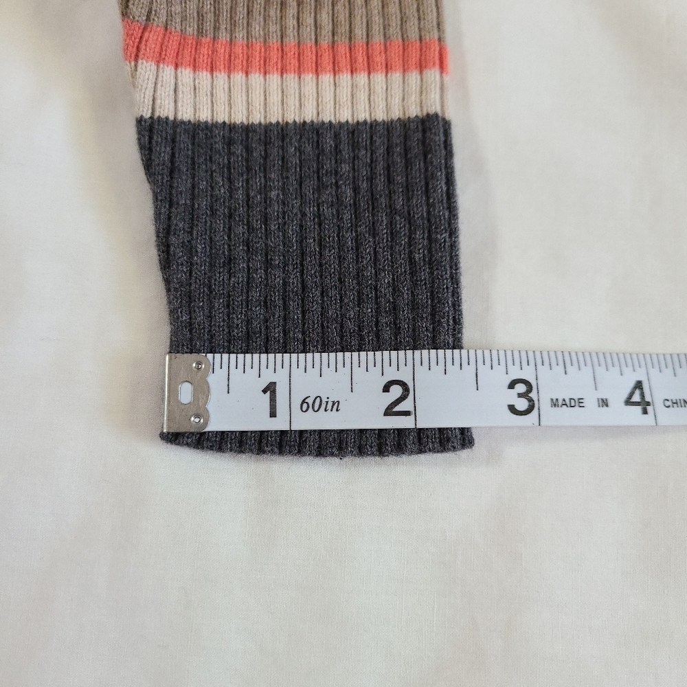 ❤️VGUC St. John's Bay V-Neck Red/Grey/Cream Ribbed Long Sleeve Knit Sweater, M - Picture 13 of 15